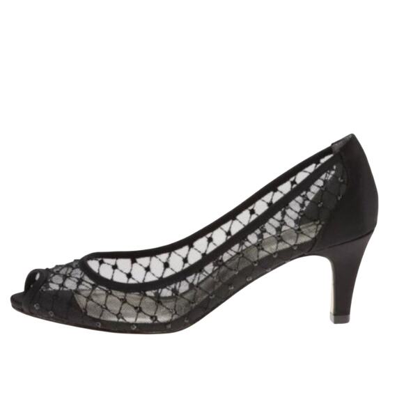 Adrianna Papell Juliette Black Aria Mesh Peeptoe Dress Pump New in Box MSRP $128 - Picture 2 of 10